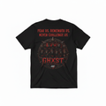 Ghxst Clan T-Shirt back with Fear Us. Remember Us. Never Challenge Us. in bold red gothic lettering